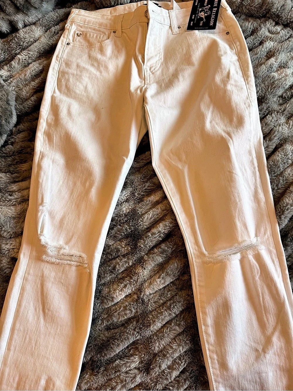 True Religion Jennie Curvy Mid Rise Straight White Cotton Jeans W29 NWT